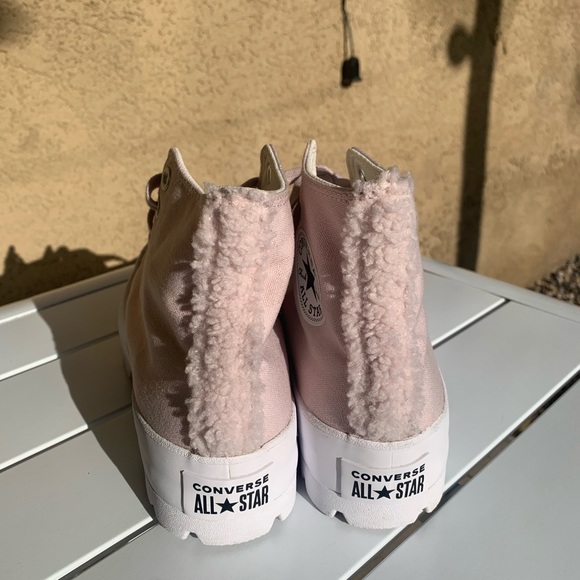 Converse blush pink platform canvas and faux shearling size 10 - Picture 3 of 14